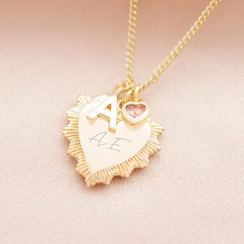 Vintage Heart, Letter And Heart Birthstone Necklace, 4 of 12