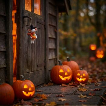 Handmade Felt Sabrina The Pumpkin Mouse Halloween Decoration, 3 of 3