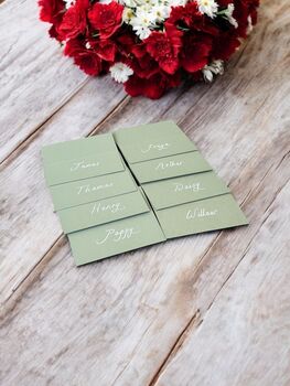 Handwritten Sage Place Cards With White Ink, 8 of 8