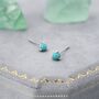 Very Tiny Genuine Turquoise Stud Earrings, thumbnail 3 of 12
