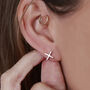 18ct Rose Gold Vermeil Plated Kiss Cross Studs, thumbnail 1 of 4
