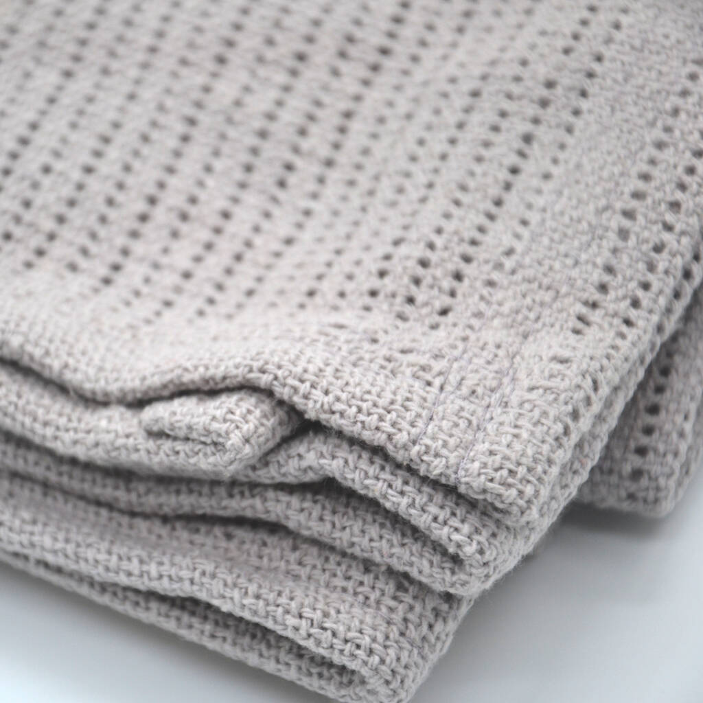 personalised grey cellular blanket by dcaro