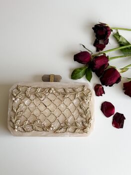 Doha Resin Off White Embellished Stunning Evening Purse, 3 of 6