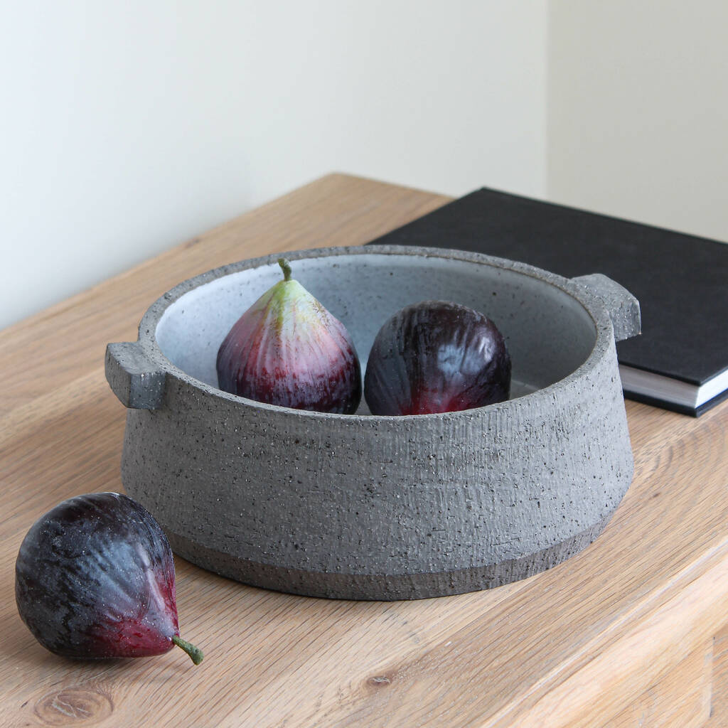 Grey Textured Bowl With Handles By Marquis & Dawe
