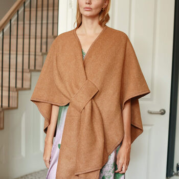Plain Colour Poncho Wrap Shawl With Knot Detail, 3 of 10