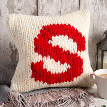 Personalised Cushion Knitting Kit In Red, 3 of 7