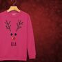 Rudolph The Reindeer Personalised Kids Sweatshirt Christmas Jumper, thumbnail 2 of 12