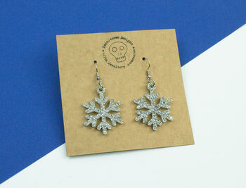 Snowflake Glitter Earrings, 5 of 10