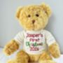 Traditional First Christmas Embroidered Personalised Teddy Bear, thumbnail 3 of 4