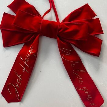 Personalised Velvet Christmas Wreath Bow, 4 of 7