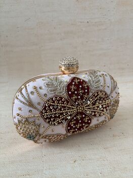 Light Pink Floral Oval Clutch, 5 of 11