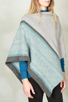 Soft Handmade Fair Isle Knitted Poncho, 7 of 10