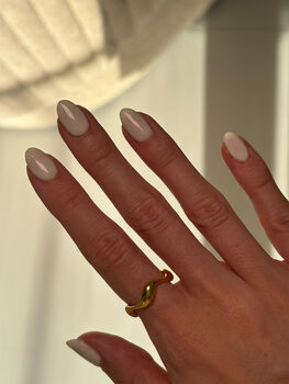 Dainty Wave Ring Adjustable In 18ct Gold, 4 of 4