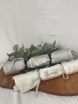 Personalised Reusable White Christmas Crackers, 6 of 10