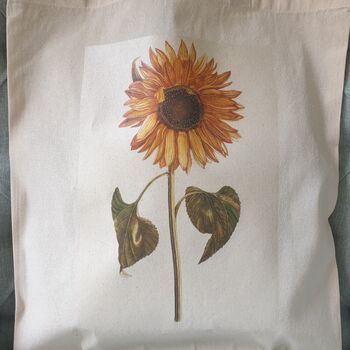 Sunflower Illustration Hand Printed Cotton Tote Bag, 3 of 6