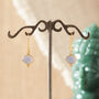 Blue Chalcedony Oval Gold And Silver Drop Hook Earrings, thumbnail 8 of 11
