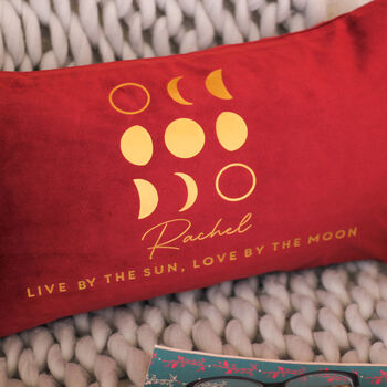 Personalised Moon Phases Velvet Cushion Gift For Her, 4 of 4