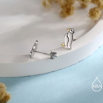 Puffin Bird Pendant Necklace And Stud Earrings In Sterling Silver, 2 of 12