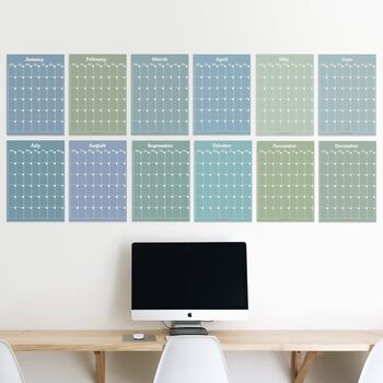 Large Monthly Wall Planner | 12 X A3 | Blues And Greens, 2 of 10