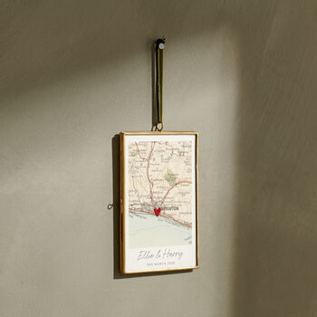 Personalised Vintage Map Picture With Stitched Heart, 5 of 9