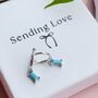 Turquoise Baguette Drop Hoop Earrings, thumbnail 4 of 7