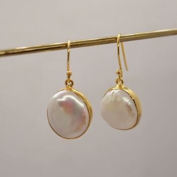 Gold Plated Sterling Silver Pearl Earrings, 6 of 8