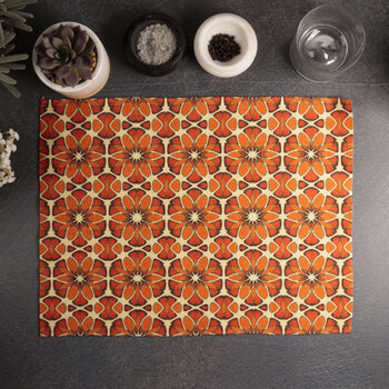 Moroccan Flower Canvas Fabric Place Mat Set, 5 of 12