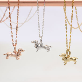 Gold Plated Or Sterling Silver Tiny Dachshund Necklace, 2 of 4