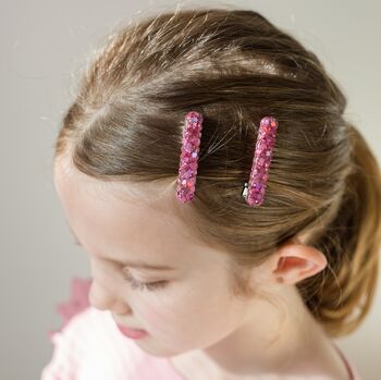 Pink Glitter, Kids Hair Clips, Party Bag Fillers, 2 of 4