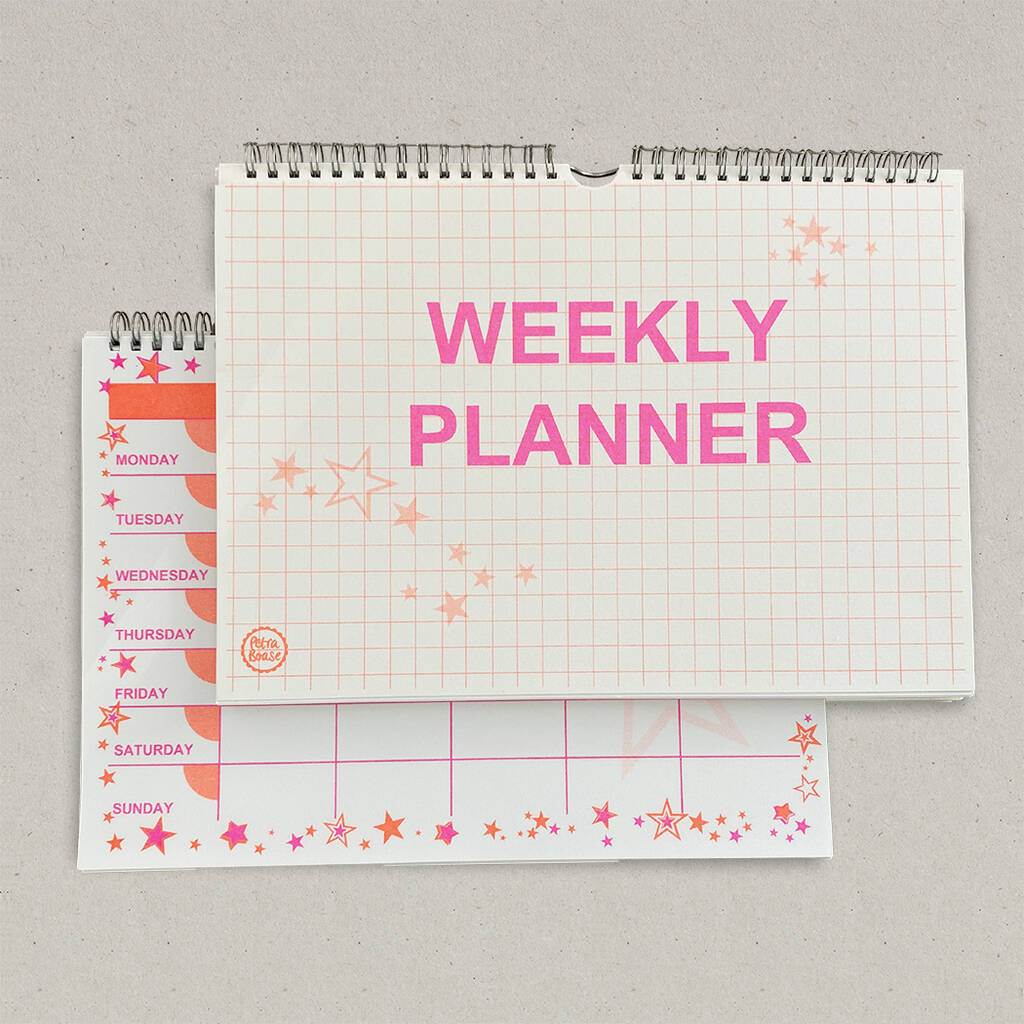 Weekly Planner Pink And Orange Grid, 1 of 3