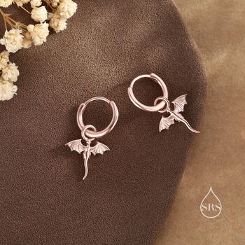 Sterling Silver Tiny Dragon Huggie Hoop Earrings, 3 of 11