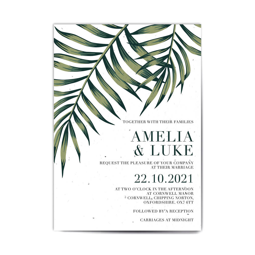 The Palms Plantable Seed Card Wedding Invitations By The Seed Card