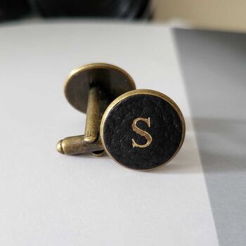 Personalized Handmade Leather Letter Cufflinks, 5 of 6