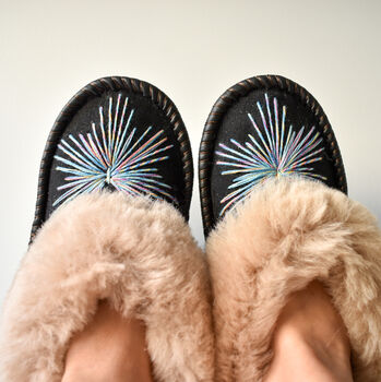 Peacock Brown Sheepskin Moccasin Slippers, 5 of 8
