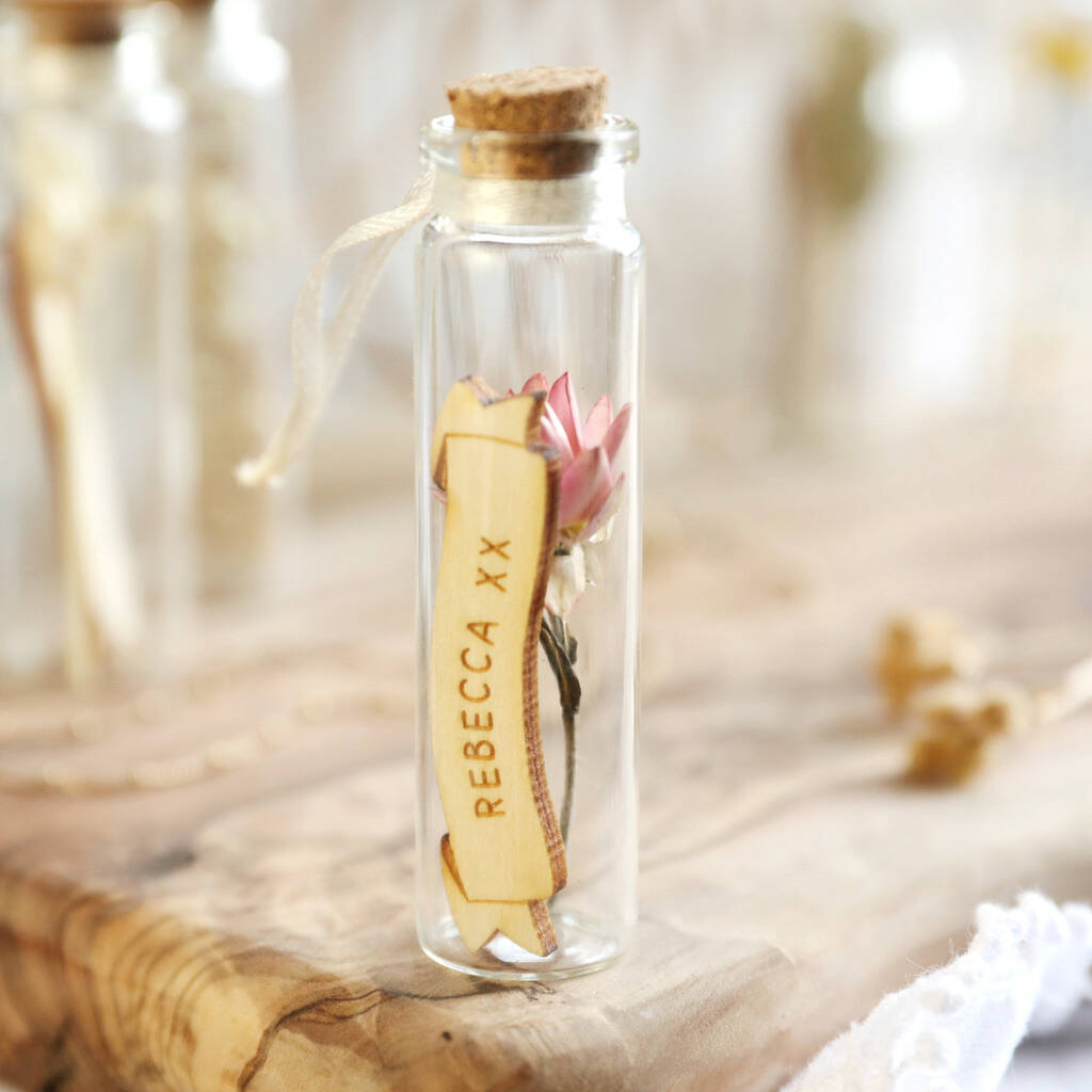 Personalised Dried Flower Glass Bottle By Lisa Angel