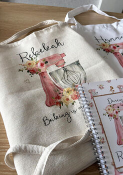 Personalised Apron, Watercolor Pink Baking Gift, 6 of 9