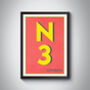 N3 Finchley London Typography Postcode Print, thumbnail 4 of 10