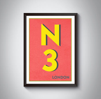 N3 Finchley London Typography Postcode Print, 4 of 10