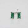 Silver Emerald Cz Stud Earrings, thumbnail 3 of 6