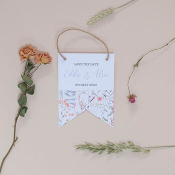 Boho Natural Wedding Save The Date Flag, 2 of 3