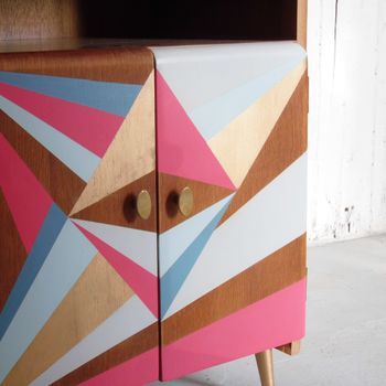 Geometric Painted Record Cabinet, 4 of 7