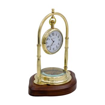 Personalised Brass 22nd Anniversary Desk Clock With Compass, 9 of 12