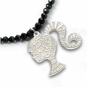 Barbie Sterling Silver Silhouette On A Black Onyx Bead Necklace, 2 of 4