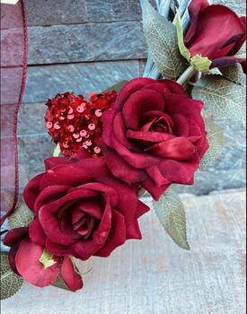 Valentines Red Rose Heart Hanging Wreath, 5 of 6