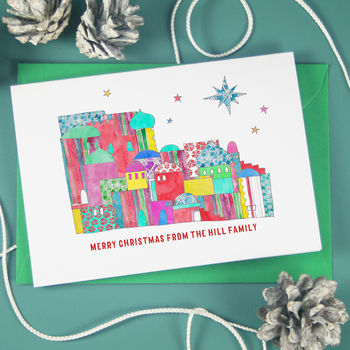 Personalised Patchwork Illustration Christmas Cards, 3 of 7