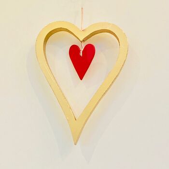 Christmas Hanging Gold And Red Heart, 2 of 3