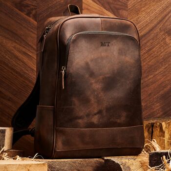Personalised Genuine Leather Rucksack, 7 of 8