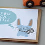 12 Personalised Bunny With A Bow Blue Thank You Cards, thumbnail 2 of 3
