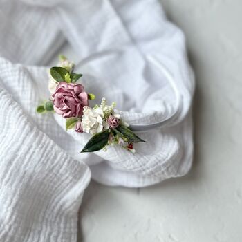 Dusty Pink And White Floral Headband, 5 of 6