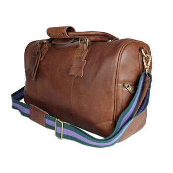 'Watkins' Men's Leather Travel Bag In Cognac, 5 of 12